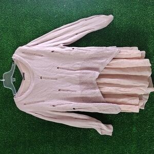 Betti charm mixed material distress sweater